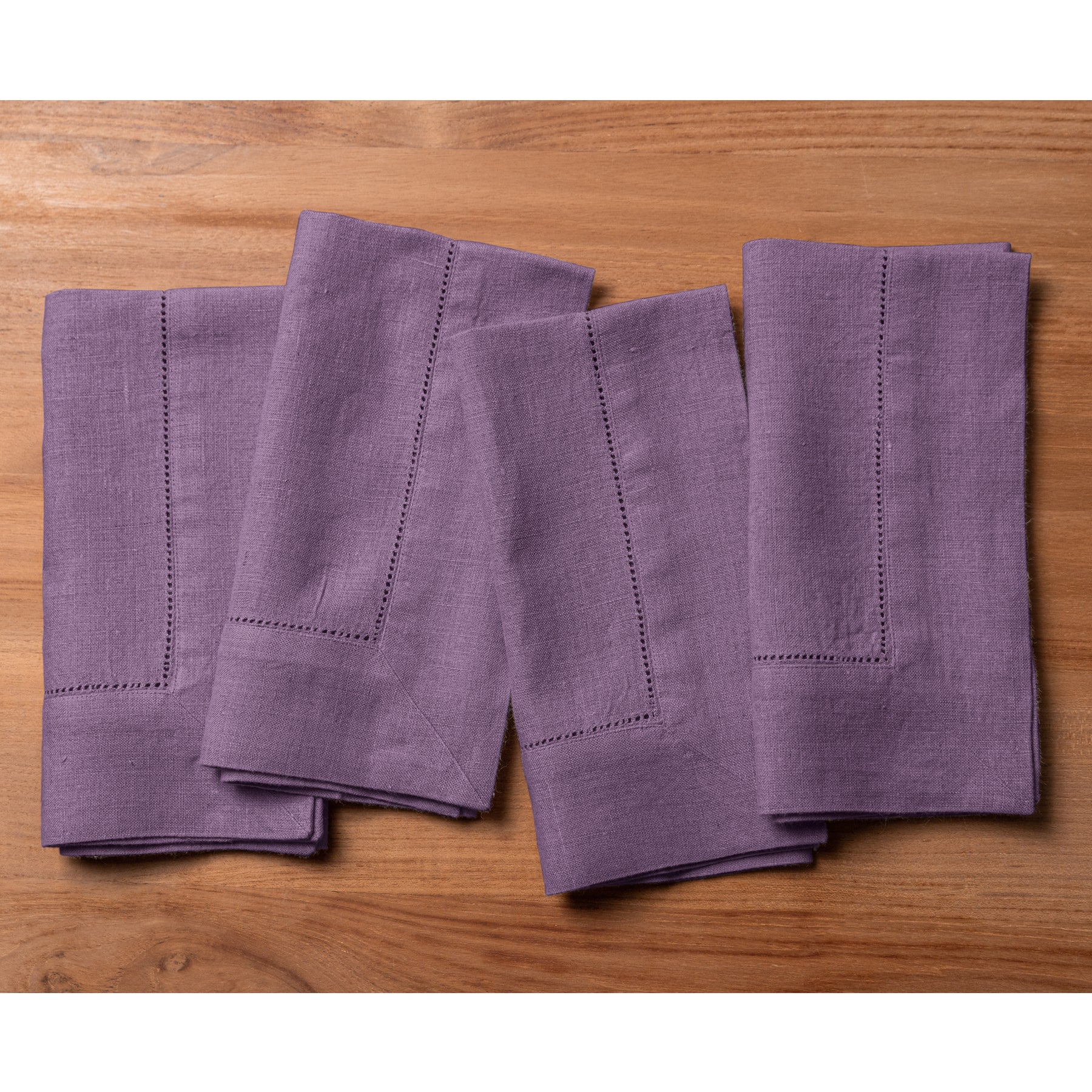 Premium Heavyweight Hemstitch Linen Napkins - Set of 4 - Elegant Dinner Party & Formal Dining Table Decor