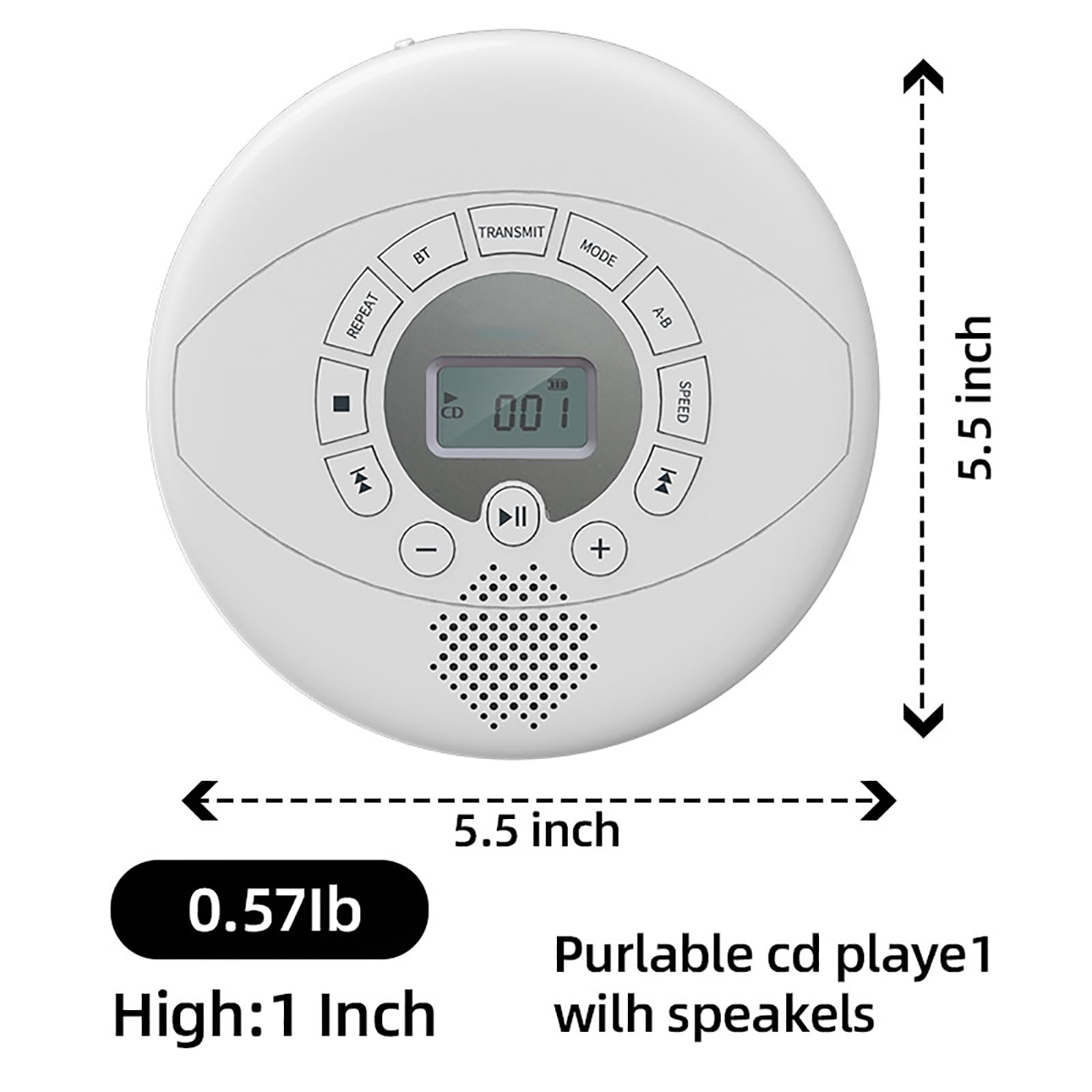 Portable CD Player with High-Fidelity Sound | USB/AUX Input | Built-in Speakers | Perfect for Home, Office, Gym & Travel Entertainment