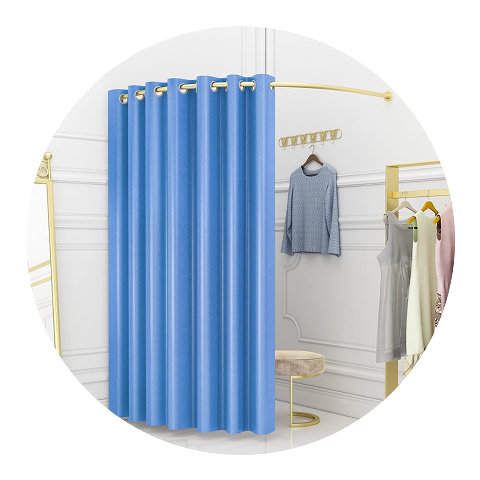 Portable C-Type Changing Room - Mobile Fitting Room with Blackout Curtains for Privacy Protection, Stainless Steel Frame, 4 Size Options (90x200cm Blue) - Perfect for Clothing Stores, Photoshoots & Home Use