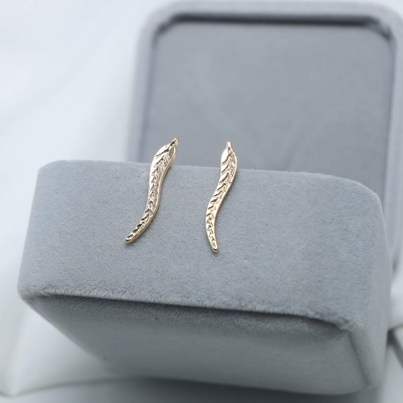 TseenYi Leaf Ear Climber Earrings - Tiny Silver Studs, Charm Crawler Ear Cuffs for Women & Girls | Elegant Everyday Wear & Party Jewelry