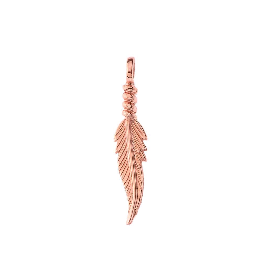 10k Rose Gold Feather Charm Pendant Necklace for Women - Delicate Dainty Jewelry Gift for Birthday, Anniversary & Valentine's Day | Perfect for Layering, Everyday Wear & Special Occasions