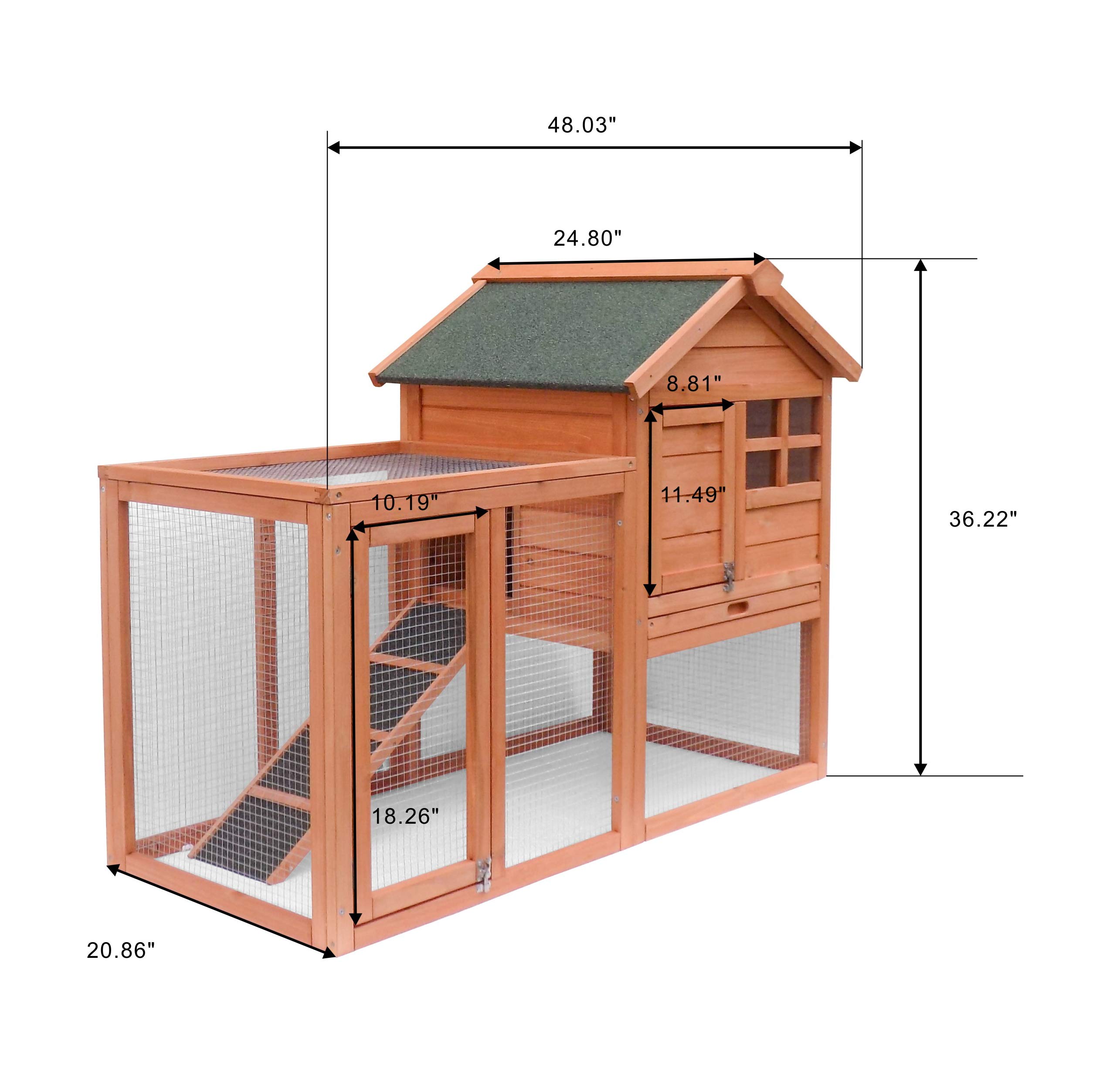 Merax 2-Story Rabbit Hutch Indoor & Outdoor Bunny Cage - Natural Wood Pet House with Removable Leak-Proof Tray | Perfect for Backyard, Garden, or Patio Use