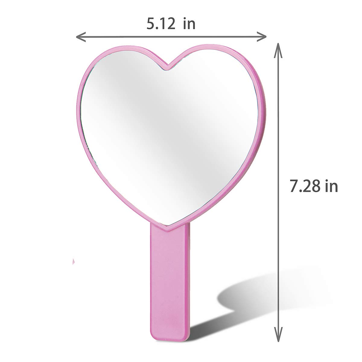 2PCS Heart-Shaped Makeup Hand Mirror - Portable Travel Cosmetic Mirror with Handle for Women & Girls, Perfect for Home, Travel, and Gift Giving (Pink)