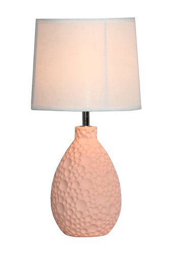 Textured Ceramic Oval Table Lamp in Soft Pink - Modern Home Decor for Bedroom, Living Room & Office Lighting