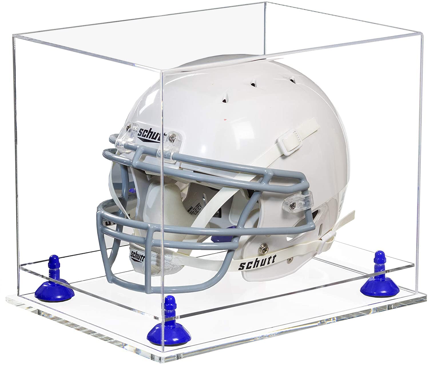 Premium Clear Acrylic Display Case with Dark Blue Risers - 14.5