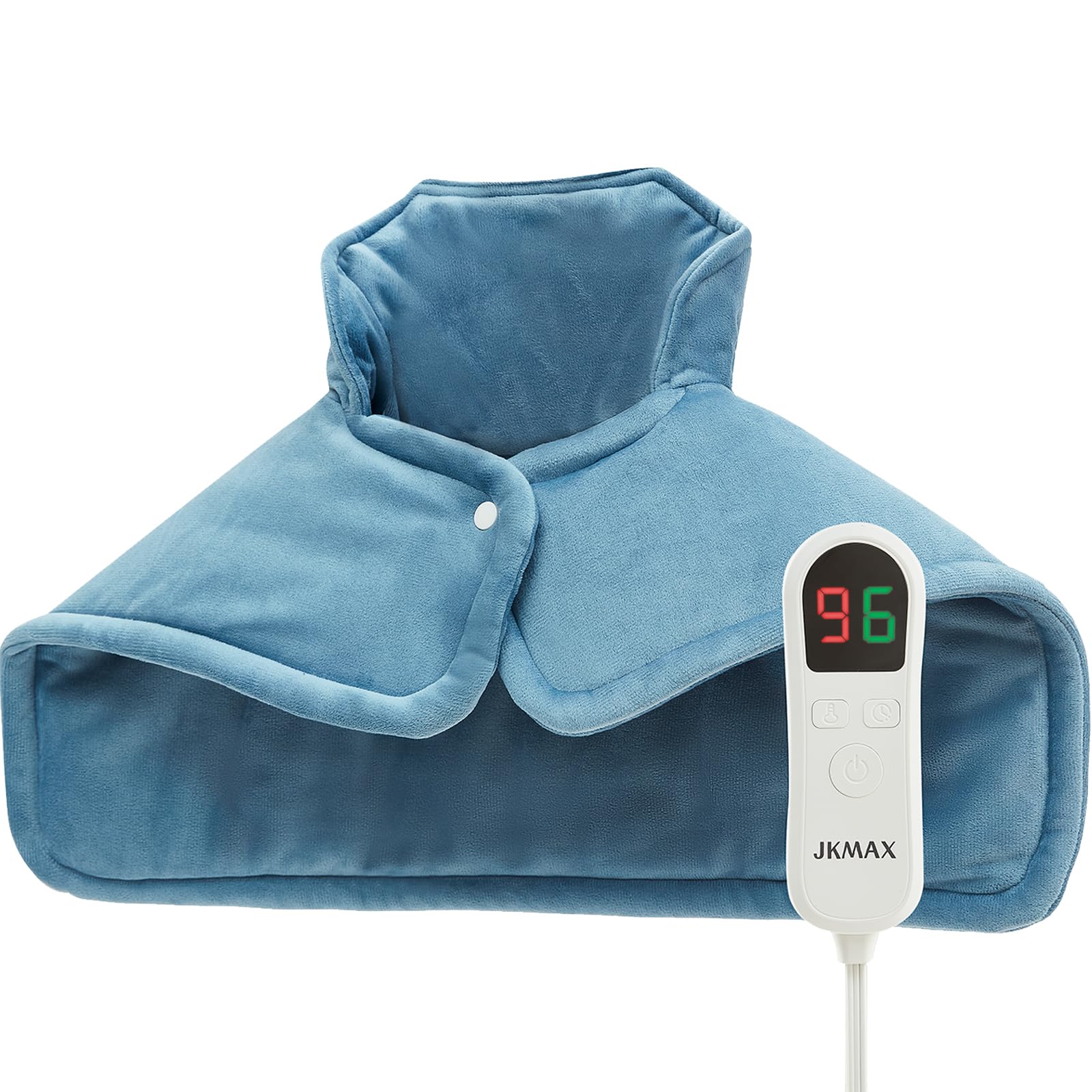 Upgraded Heating Pad for Neck, Shoulders & Back Pain Relief - 10 Heat Settings & 6 Auto Timers - Electric Shoulder Wrap for Women, Men, Mom, Dad - Perfect Birthday Gift (Blue) - Ideal for Office, Home Use & Muscle Relaxation