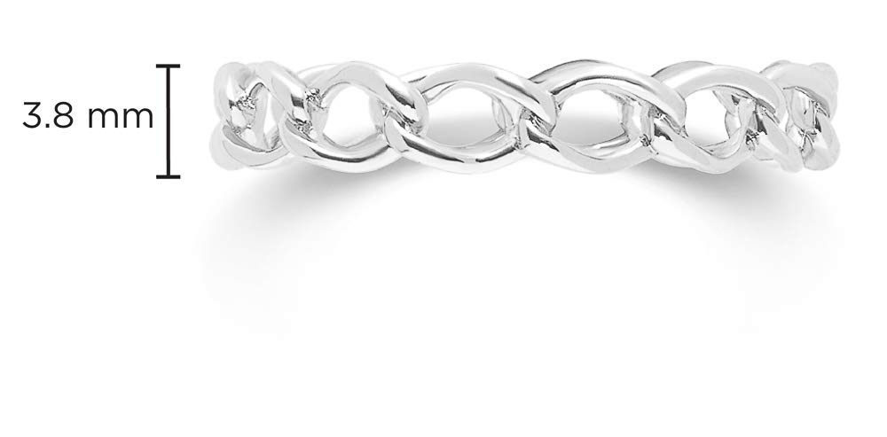 Sterling Silver Stackable Rings for Women - Dainty Open Circle & Chain Gold Rings Set - Perfect for Layering, Everyday Wear & Gift Giving