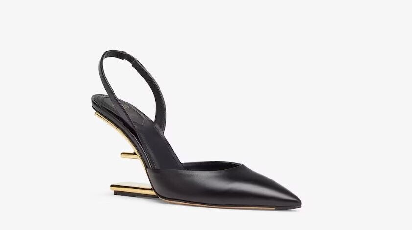 Fendi First Black Leather High Heel Slingback Pumps Women's Shoes - Style 8J8367NA7 F0QA1 | Elegant & Comfortable for Parties, Weddings & Evening Events