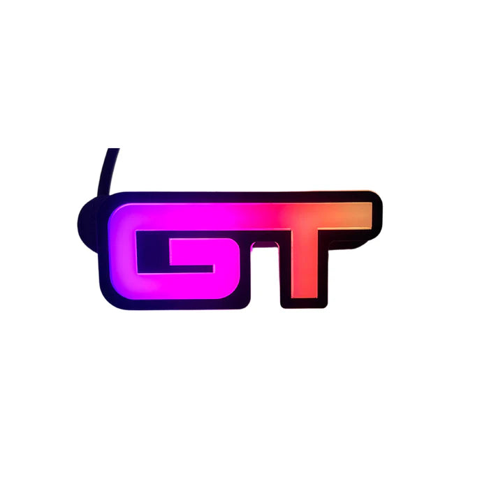 GT LED Emblem Badge - Multicolor RGB Flowing Light Car Logo for BMW, Mercedes, Audi - Upgrade Your Vehicle with Customizable LED Lighting for Night Driving & Car Shows
