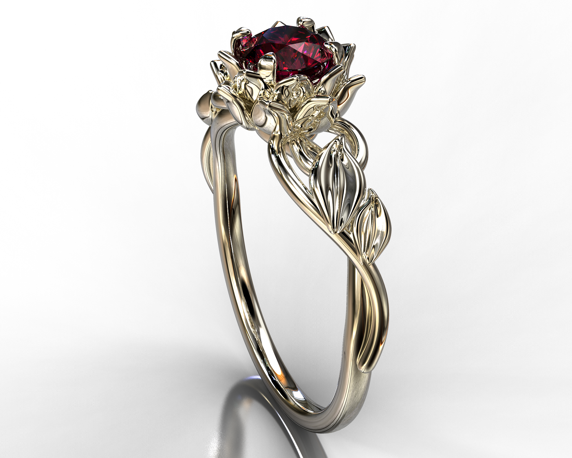 Lotus Flower Ruby Engagement Ring - Elegant & Unique Wedding Jewelry for Brides - Perfect for Proposals, Anniversaries & Special Occasions