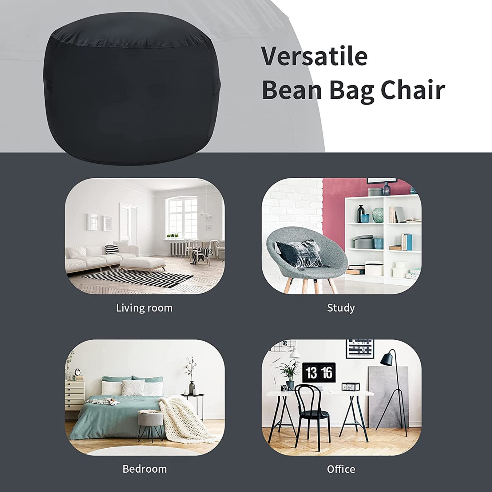 5/6/7ft Giant Bean Bag Chair - Ultra Soft & Washable Furry Cover, Durable Comfortable Lazy Sofa Bed for Adults & Kids - Perfect for Living Room, Game Room, Dorm or Outdoor Relaxation