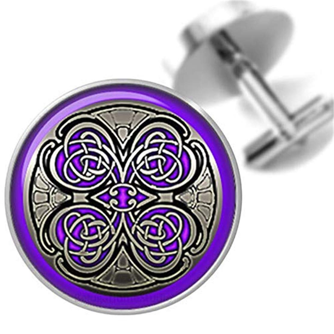 Handmade Death Devil Celtic Knot Cufflinks - Purple & Silver Elegant Men's Jewelry for Wedding, Formal Events & Gifts