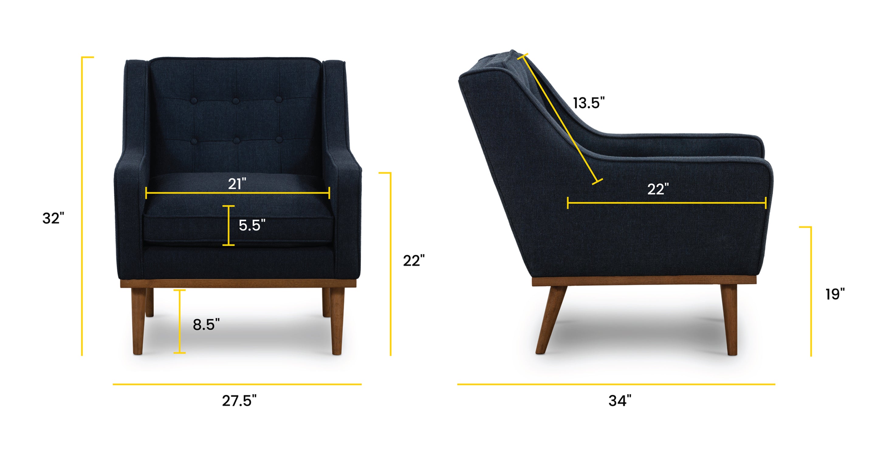 Gus Fabric Lounge Chair - Modern Comfortable Accent Chair for Living Room, Bedroom, or Office - Perfect for Relaxing, Reading, or Napping