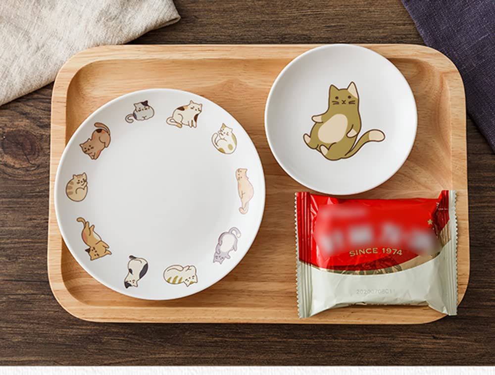 6-Piece Ceramic Cat Appetizer Plates - Small Sauce Dishes, Dessert Bowls & Seasoning Dishes for Cats - Perfect for Pet Parties, Cute Tableware for Kitty Treats & Snacks