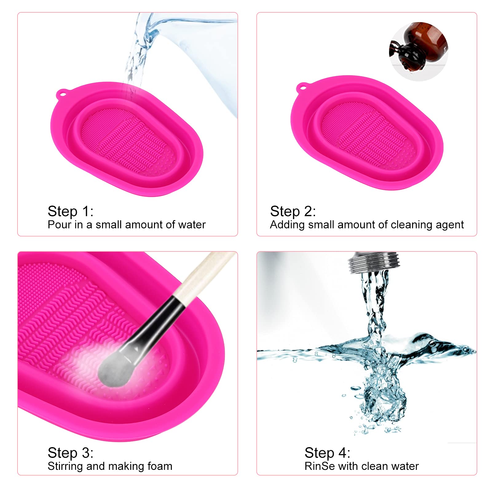 Makeup Brush Cleaner Mat - Reusable Silicone Cleaning Pad for Travel & Home, Soft & Durable (Rose Red) | Perfect for Professional Makeup Artists & Beauty Enthusiasts