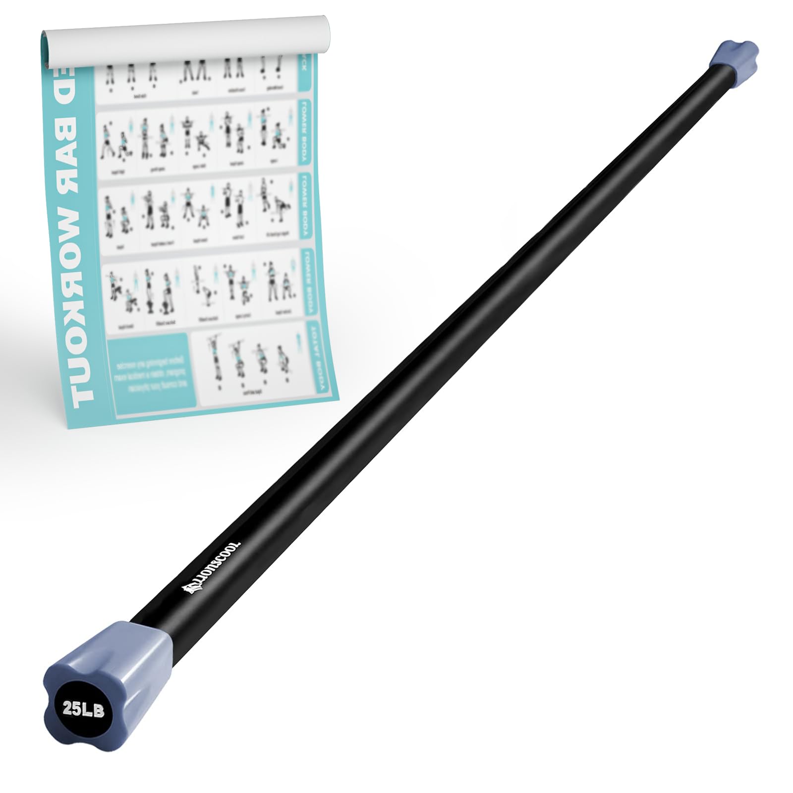 LIONSCOOL Weighted Workout Bar - Padded Exercise Weight Bar with Solid Steel Core for Strength Training, Body Sculpting & Physical Therapy | Perfect for Home Gym, Yoga, Pilates & Fitness Enthusiasts