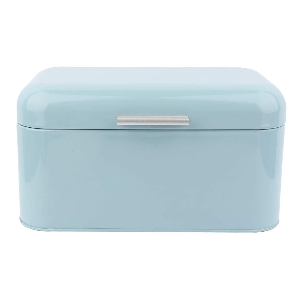 SunshineFace Retro Metal Bread Box - Large Capacity Kitchen Storage Container for Bread, Pastries & Baked Goods | Solid Blue Color | Perfect for Countertop Organization & Freshness Preservation