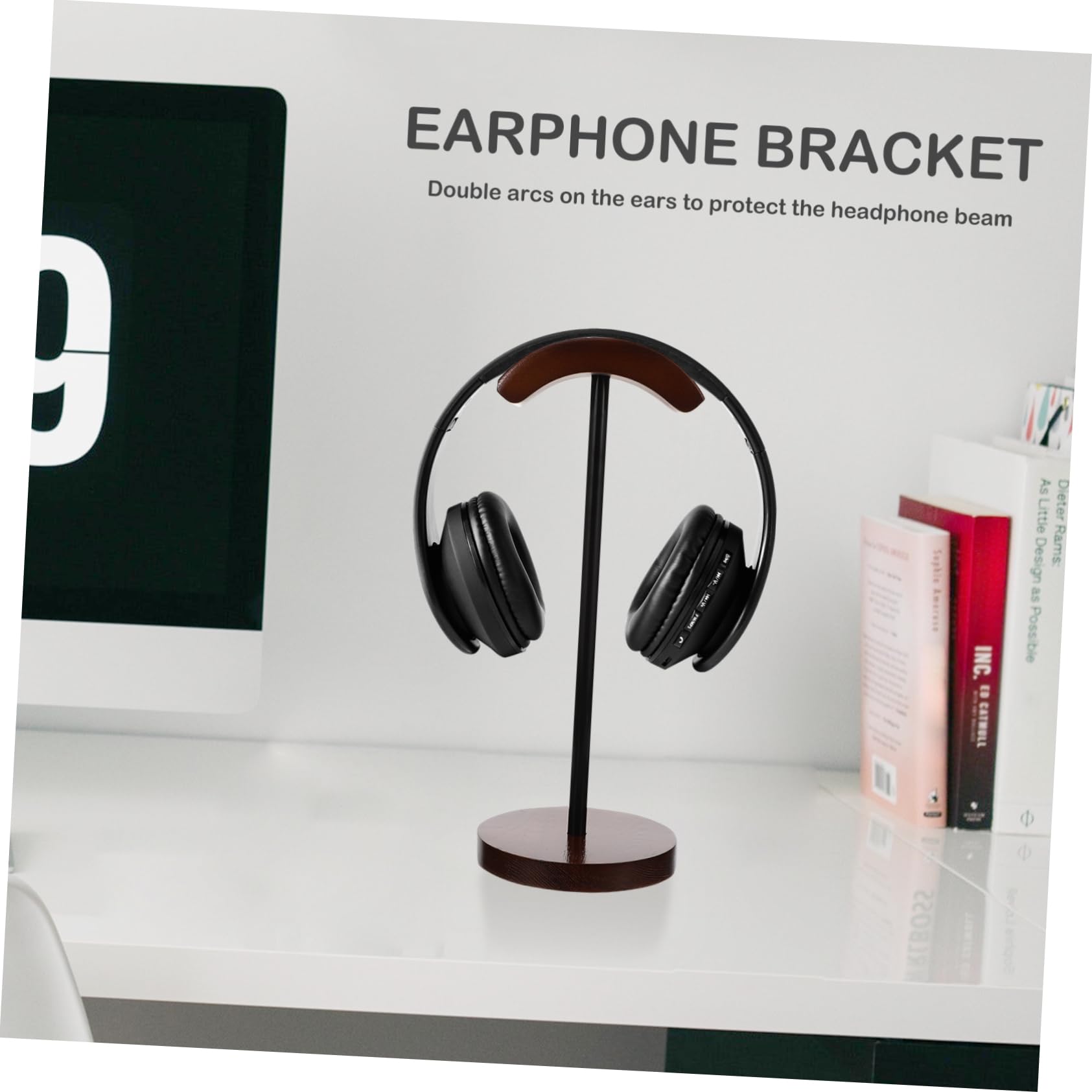 Premium Wooden Headset Stand - Mikikit Desktop Headphone Holder & Organizer for Computer, Gaming, and Office Use - Stylish Earphone Storage Rack for Home and Workspace