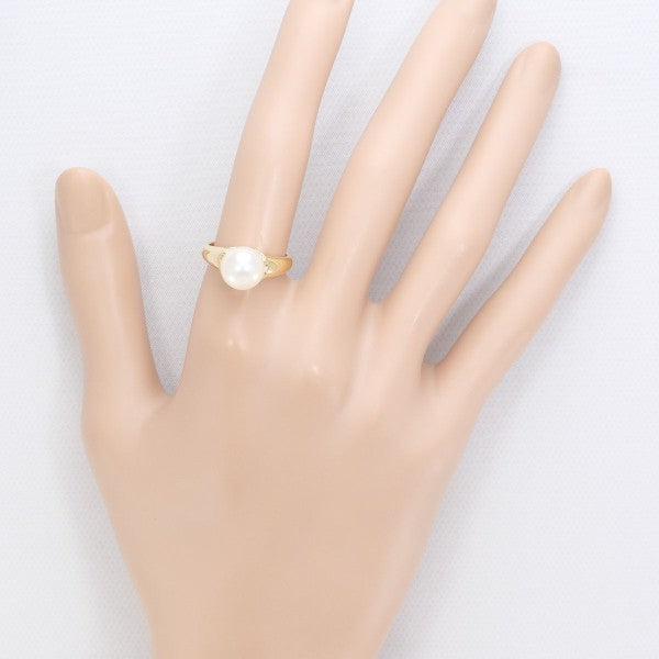 18K Yellow Gold Pearl Diamond Ring for Women - Elegant Bridal Jewelry, Anniversary Gift, Engagement Ring, Wedding Band - Perfect for Special Occasions & Everyday Luxury