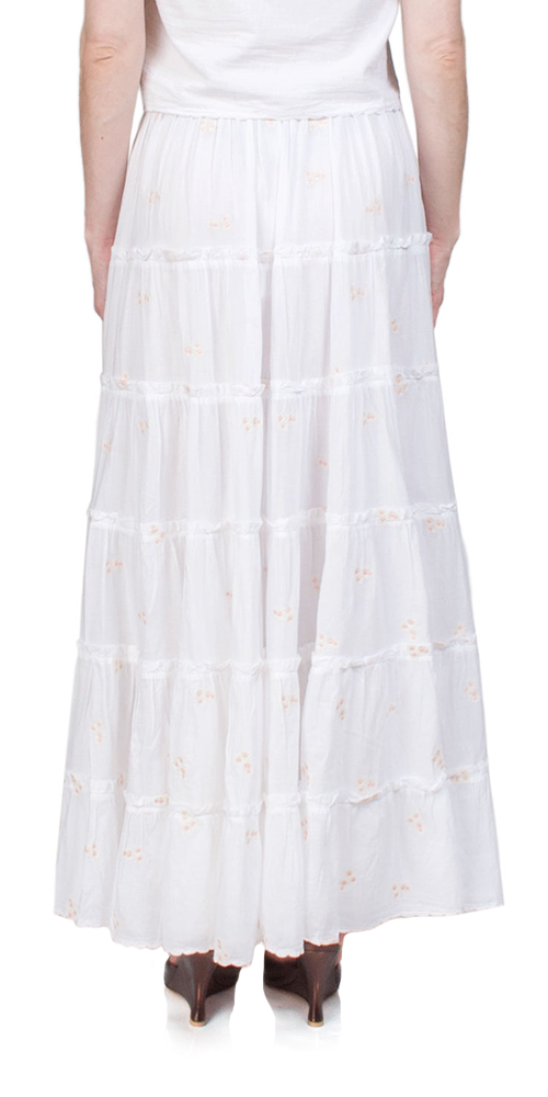 Coralie Embroidered Floral Skirt for Women - Elegant White Summer Skirt with Handcrafted Details | Perfect for Beach Vacations, Garden Parties & Boho Fashion Outfits