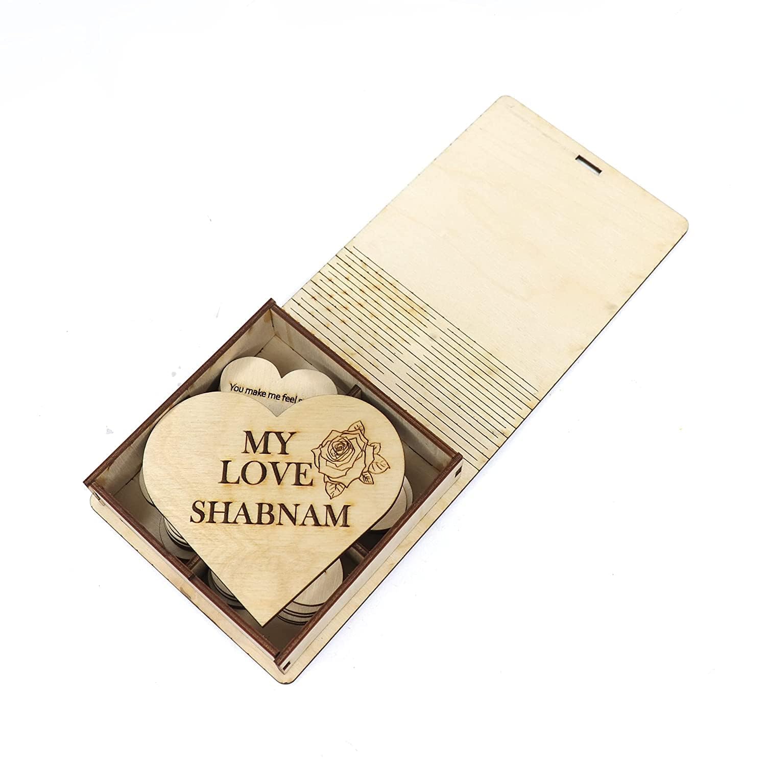 Custom Laser Engraved Wooden Heart Keepsake Box - Personalized Anniversary, Birthday & Romantic Gift for Loved Ones | Perfect for Jewelry, Rings & Special Memories (Brown)