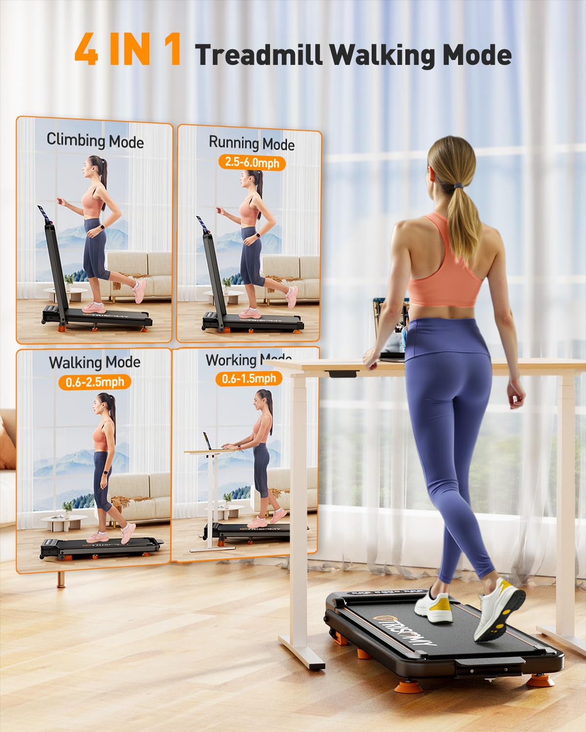 Upgraded 3.5HP Under Desk Treadmill with Incline - 330Lbs Capacity Walking Pad for Home & Office, 4-in-1 Portable Treadmill with Remote Control, APP & LED Display - Perfect for Small Spaces, Work from Home & Low-Impact Exercise