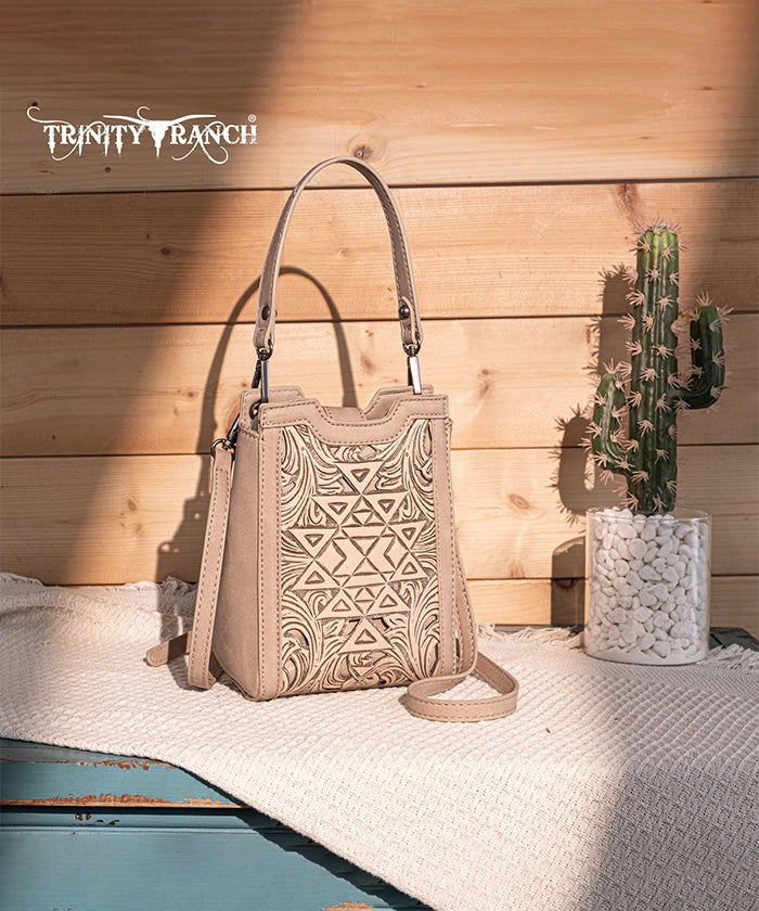 Trinity Ranch Floral Tooled Leather Mini Crossbody Bag for Women | Stylish Boho Purse for Everyday Use, Travel & Date Night
