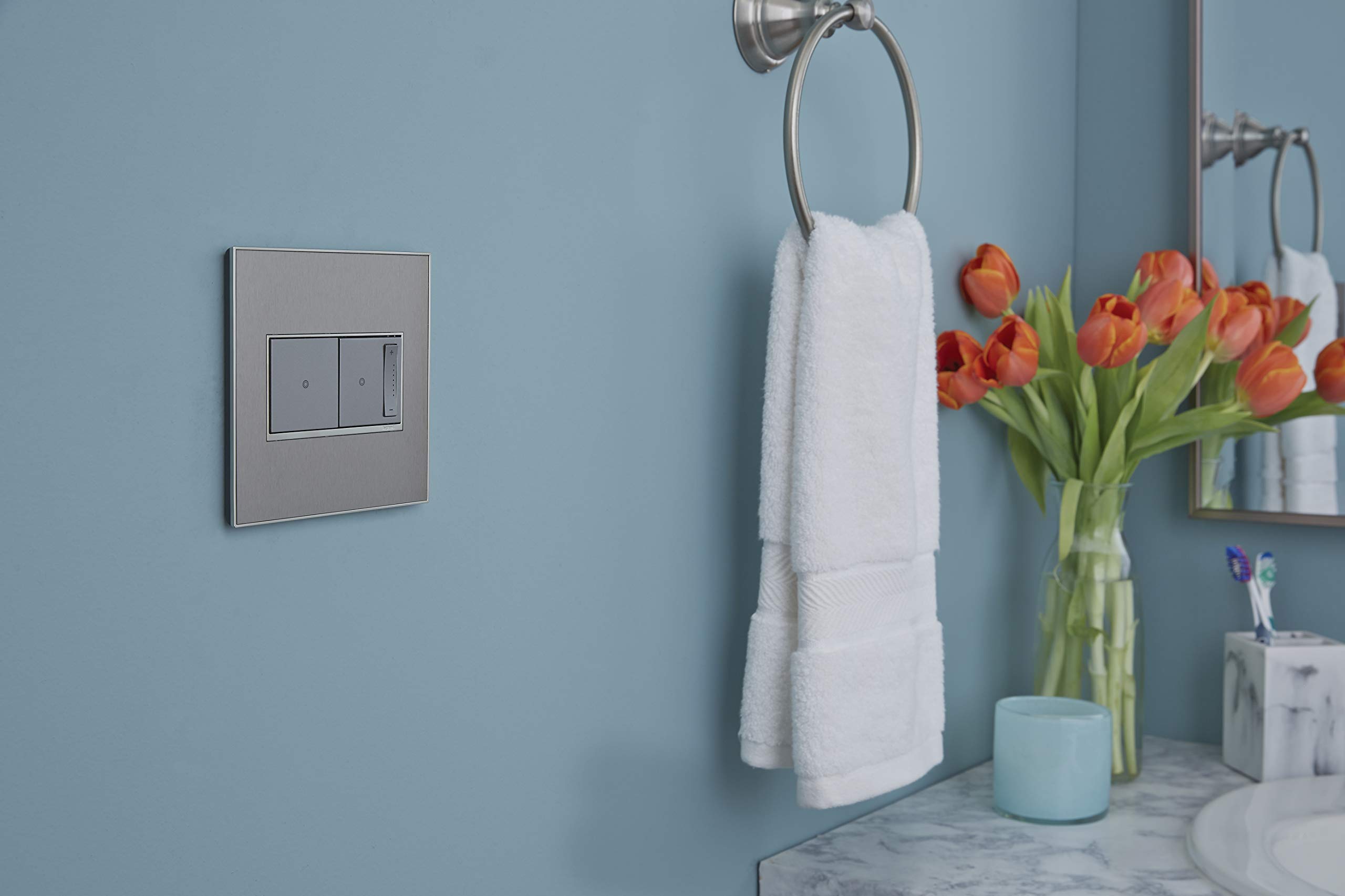 Legrand Adorne 15A SoftTap Light Switch in Magnesium Finish - 4-Pack (ASTP1532M4-4PK) | Modern Touch Control for Home & Office Lighting