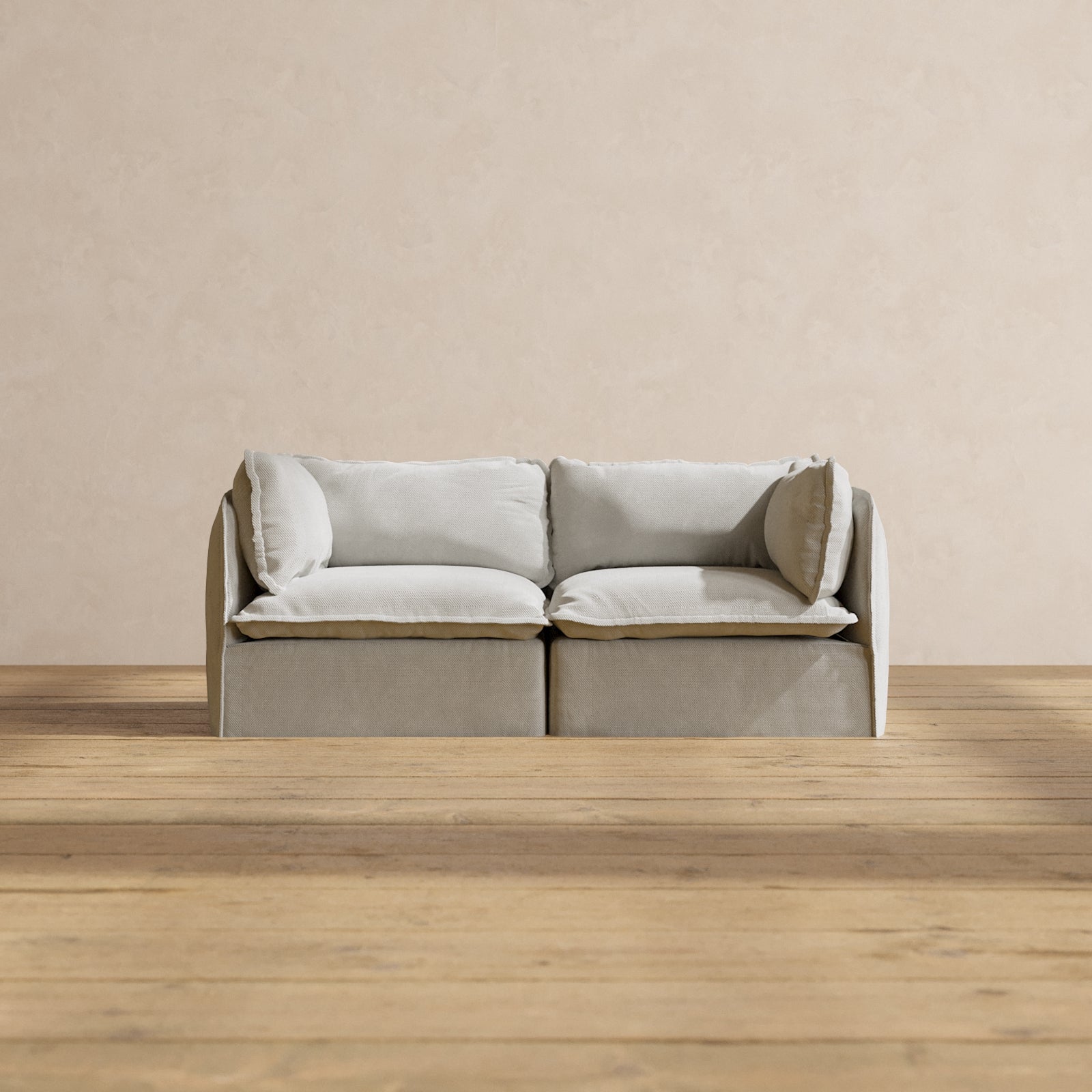 Modular Performance 2-Seater Sofa in Cloud Color | Relaxed Blend Fabric | Perfect for Living Room, Lounge & Small Spaces