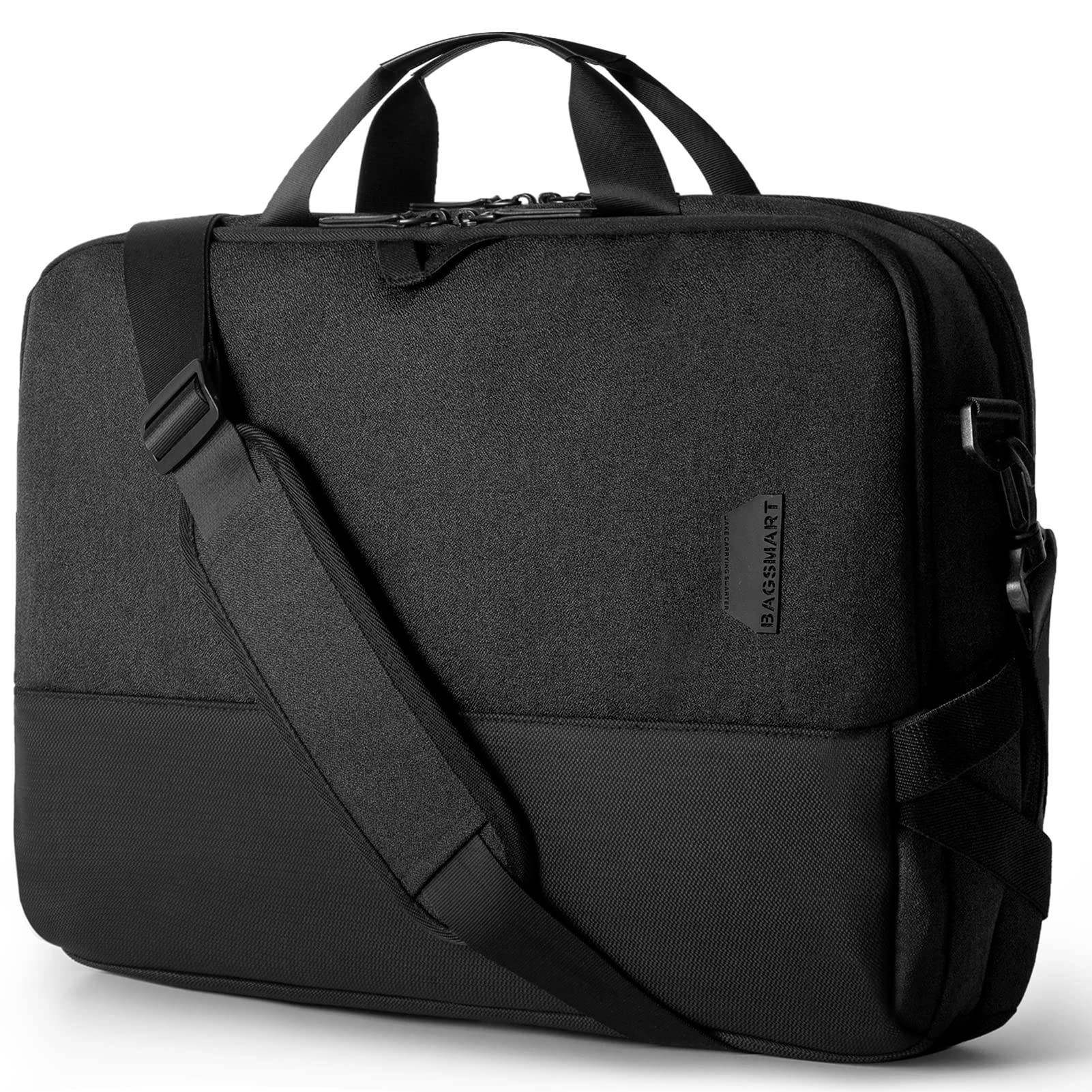 BAGSMART 15.6 Inch Laptop Bag for Men - RFID Blocking Business Messenger Shoulder Briefcase | Durable Computer Case for Work, School & Travel | Perfect for Office Professionals & College Students (Black)
