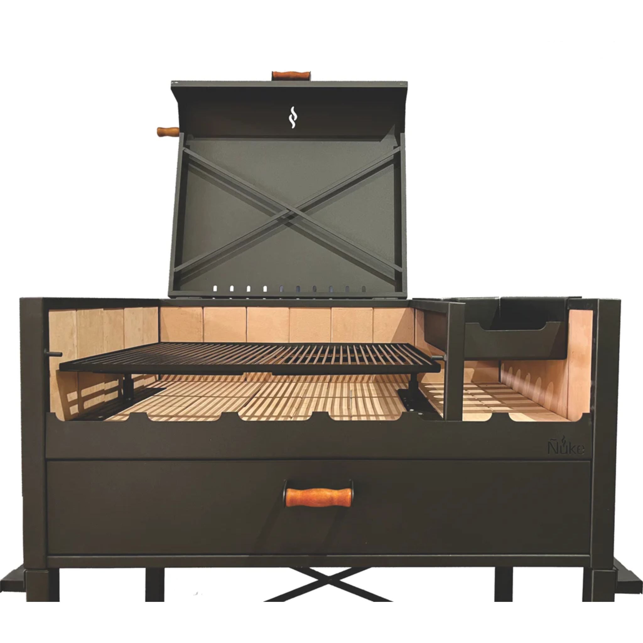 Nuke Delta 45 Inch Freestanding Argentine Charcoal Grill - Premium Outdoor BBQ Grill for Backyard, Patio, and Camping Cooking
