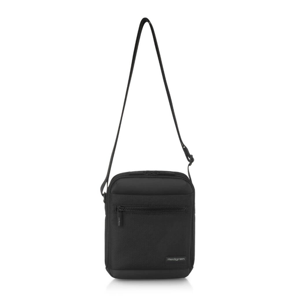 Hedgren RFID Blocking Vertical Crossbody Bag with 7 Pockets - Secure Anti-Theft Purse for Travel, Work & Daily Use (Black)