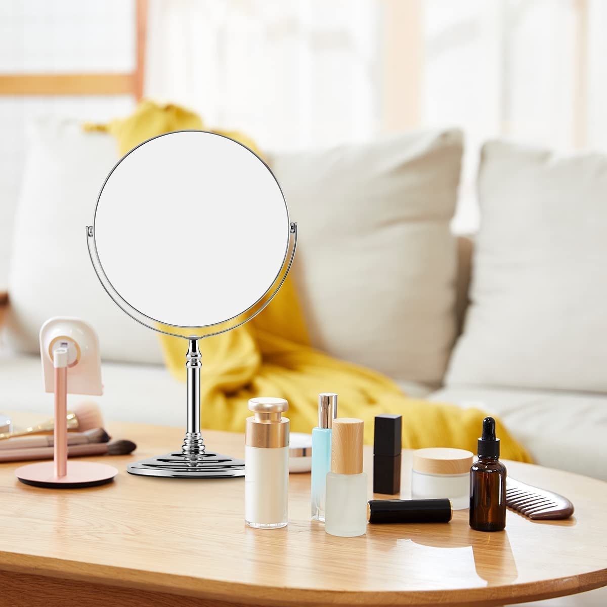 AASTIK 5X Magnifying Mirror - Large Two-Sided Swivel Vanity Mirror with Chrome Frame for Makeup & Skincare | Perfect for Bathroom, Dressing Table & Travel