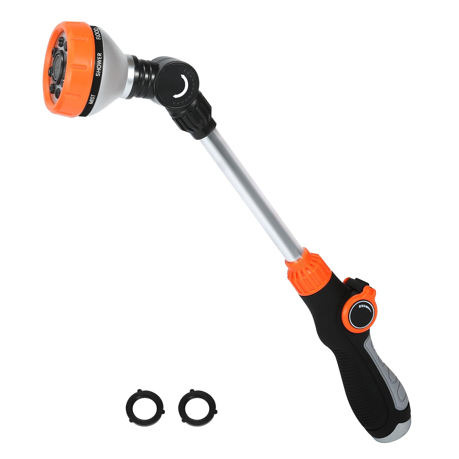 17.5 Inch Garden Hose Watering Wand with 8 Adjustable Spray Patterns & Thumb Flow Control - Pivoting Head Water Sprayer for Hanging Baskets, Shrubs, Flowers & Outdoor Plants | Perfect for Gardening, Lawn Care & Window Cleaning