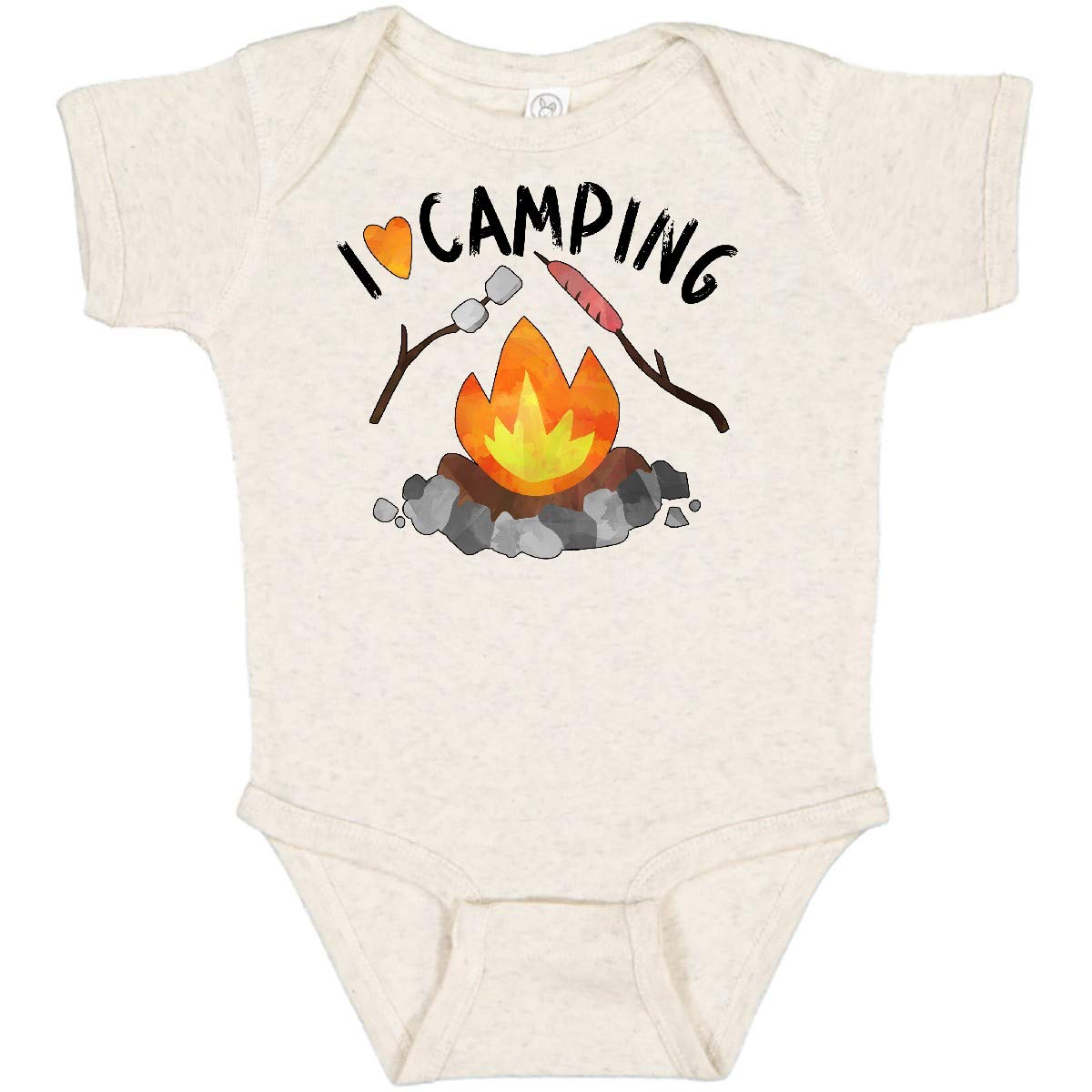 Inktastic I Love Camping Baby Bodysuit - Cute Campfire, Hot Dog & Marshmallows Design for Infants - Perfect for Outdoor Adventures, Family Trips & Camping Themed Photoshoots