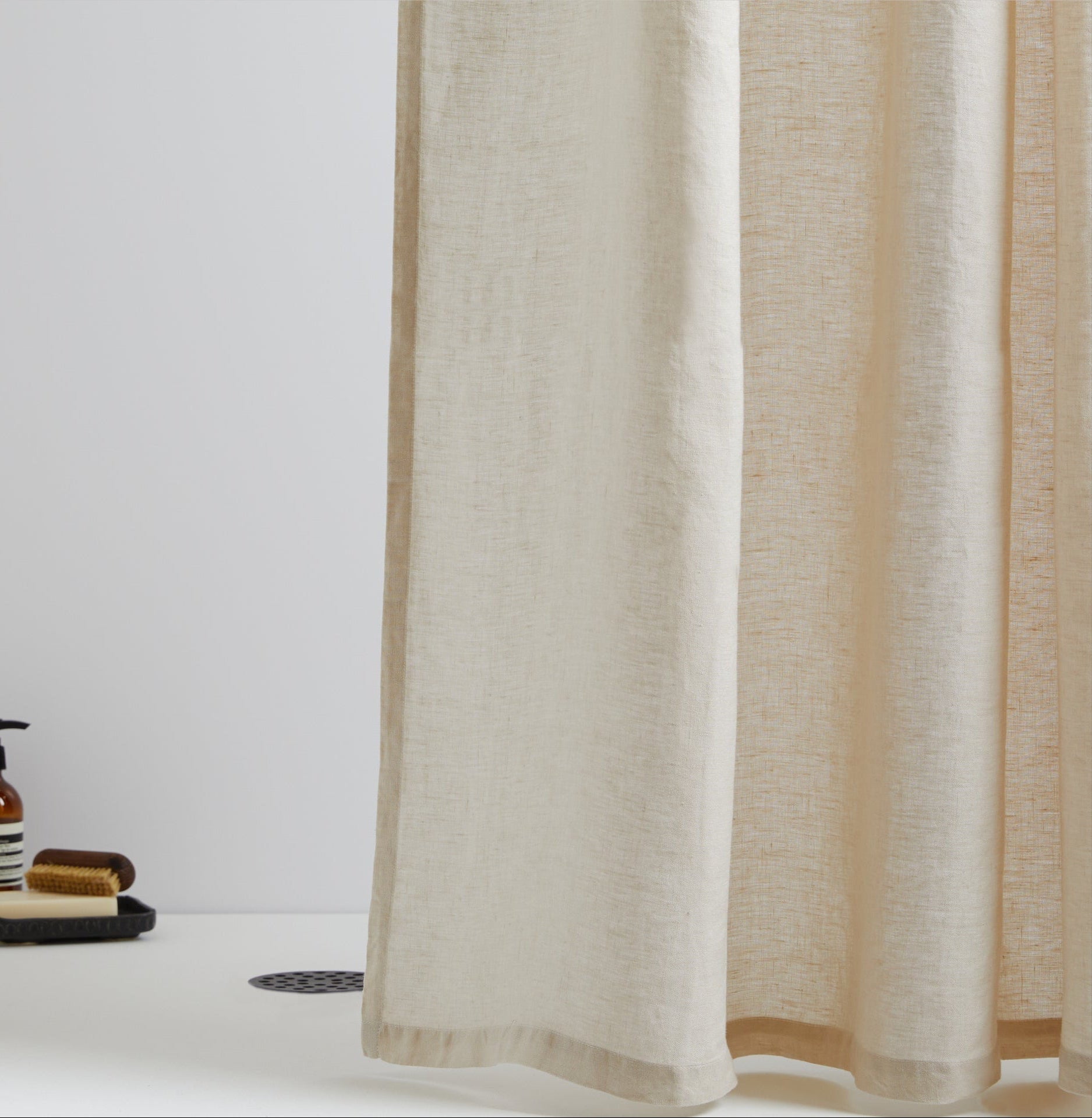 Linen Shower Curtain - Breathable & Eco-Friendly Bathroom Decor in Classic Bone Color | Perfect for Farmhouse, Coastal & Modern Bathroom Styles