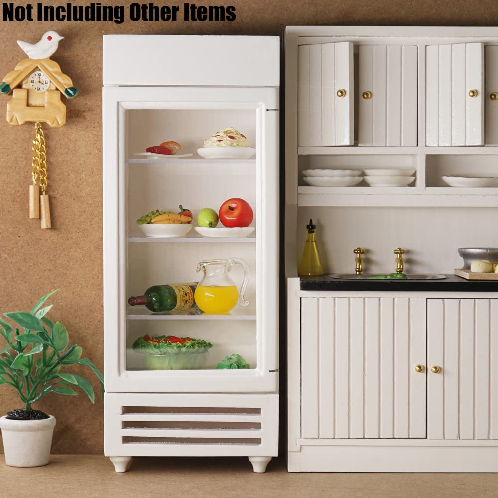 Odoria 1/12 Scale Miniature Refrigerator - White Dollhouse Kitchen Accessory for Realistic Model Scenes & DIY Projects