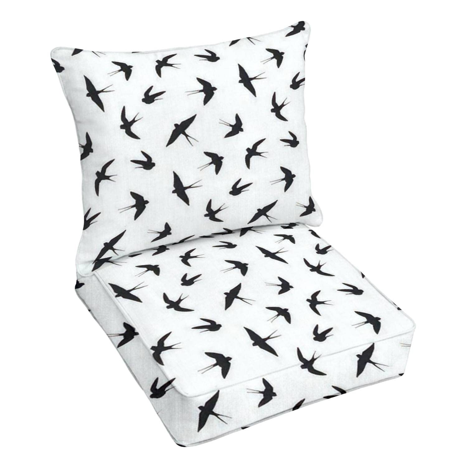Premium Outdoor Deep Seating Cushion Set with Swallow Bird Silhouette - Thick Patio Furniture Replacement Cushions for Lounge Chairs & Conversation Sets - Perfect for Backyard, Poolside, and Garden Relaxation