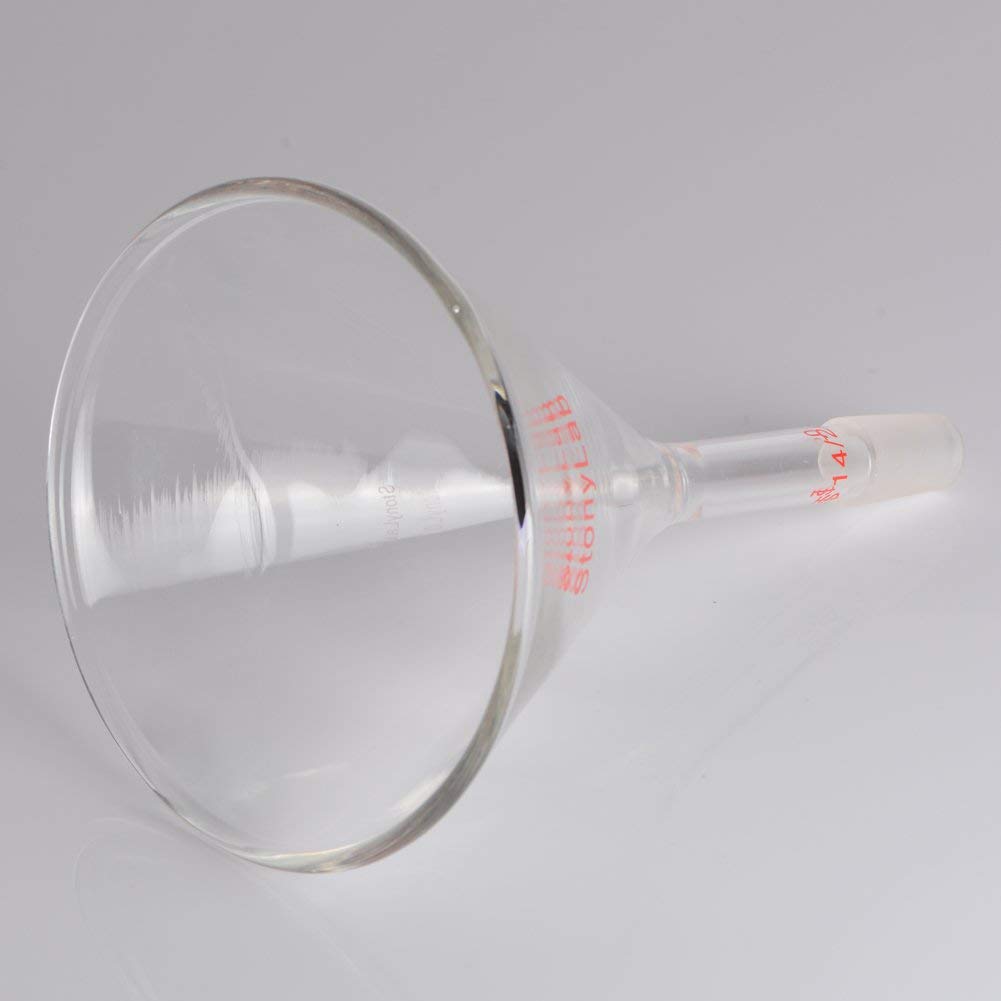 StonyLab 100mm Glass Short Stem Powder Funnel with 14/20 Inner Joint - Premium Filter Funnel for Chemistry Labs, Home Brewing & Essential Oil Distilling