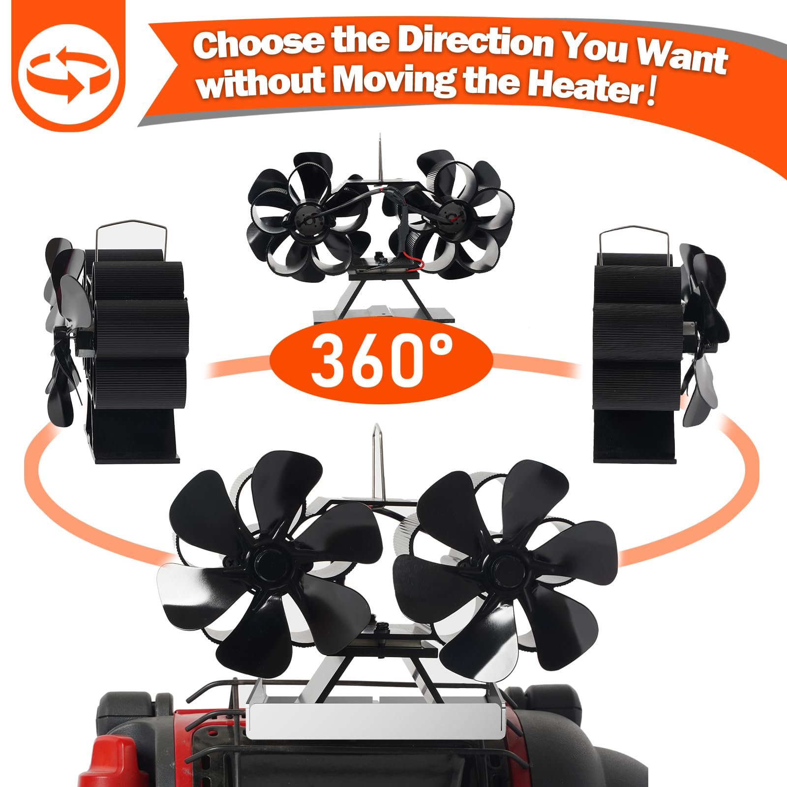 Heat Powered Wood Stove Fan - Thermoelectric Fan Attachment for Mr. Heater & Big Buddy Heaters | Compatible with Outdoor Hunting, Camping, Ice Fishing Tents & Propane Heaters | Perfect for Winter Survival Gear & Emergency Heating