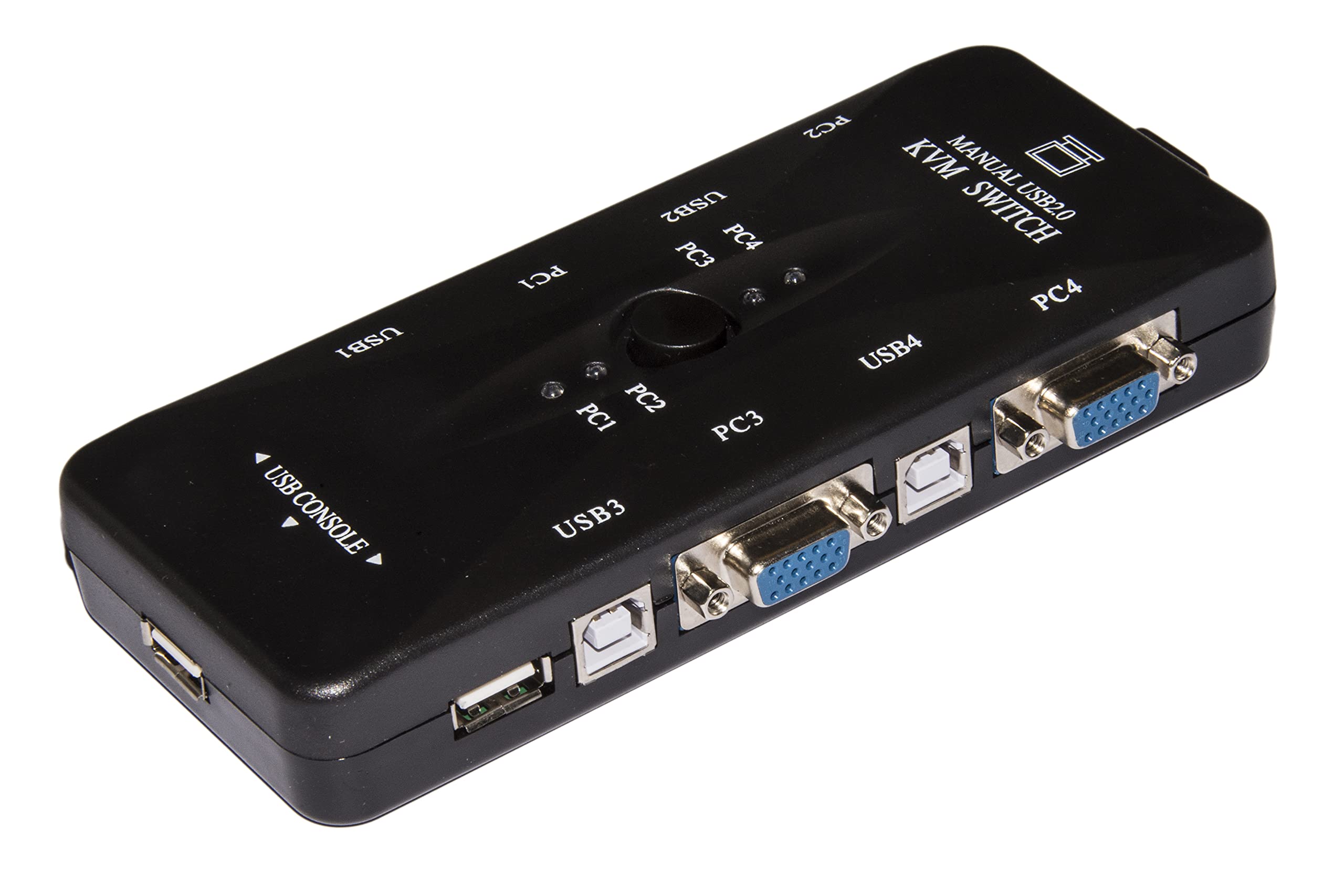LKKWM4 4-Port USB VGA KVM Switch - Control 4 Computers with 1 Keyboard, Mouse & Monitor | Includes Cables | Ideal for Home Office, IT Labs & Multi-Device Workstations