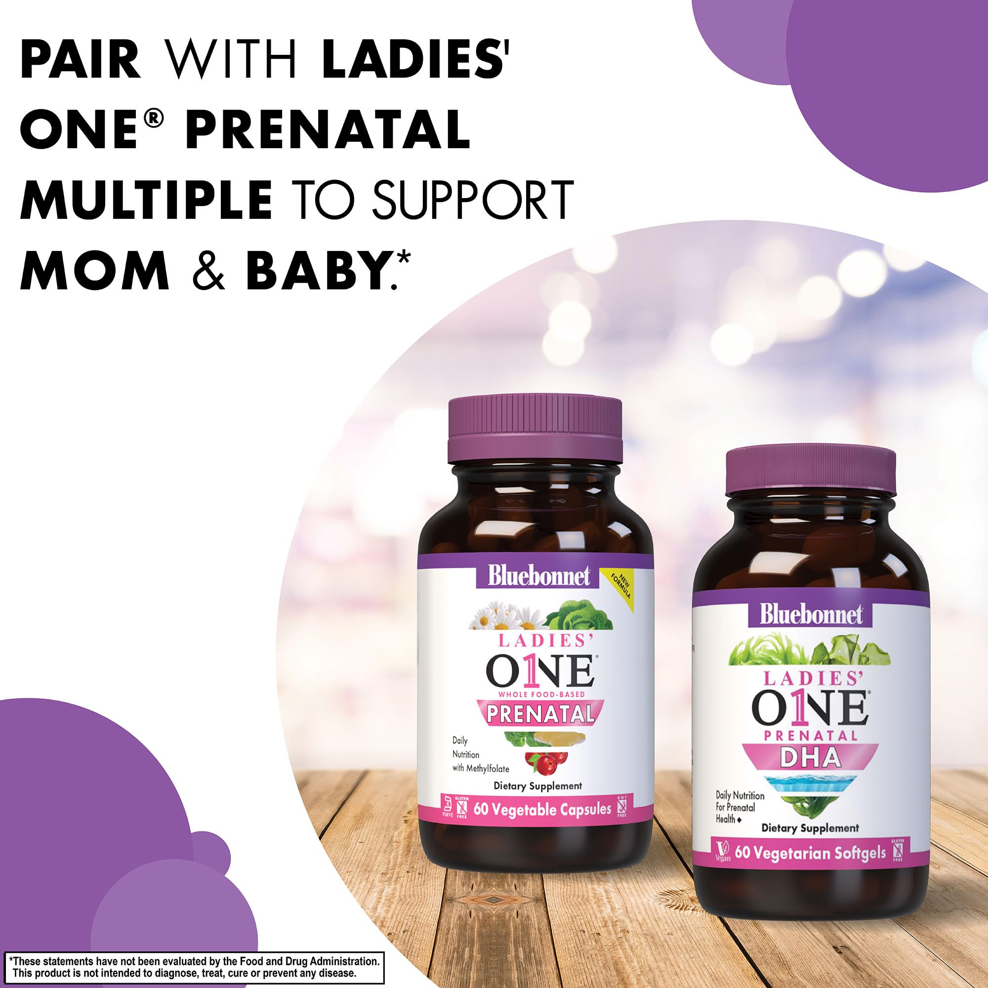 Bluebonnet Nutrition Ladies' One Prenatal DHA - Daily Prenatal Vitamins for Women, Non-GMO, Vegan, Gluten-Free, 30 Vegetarian Softgels (30 Servings) - Supports Healthy Pregnancy & Fetal Development