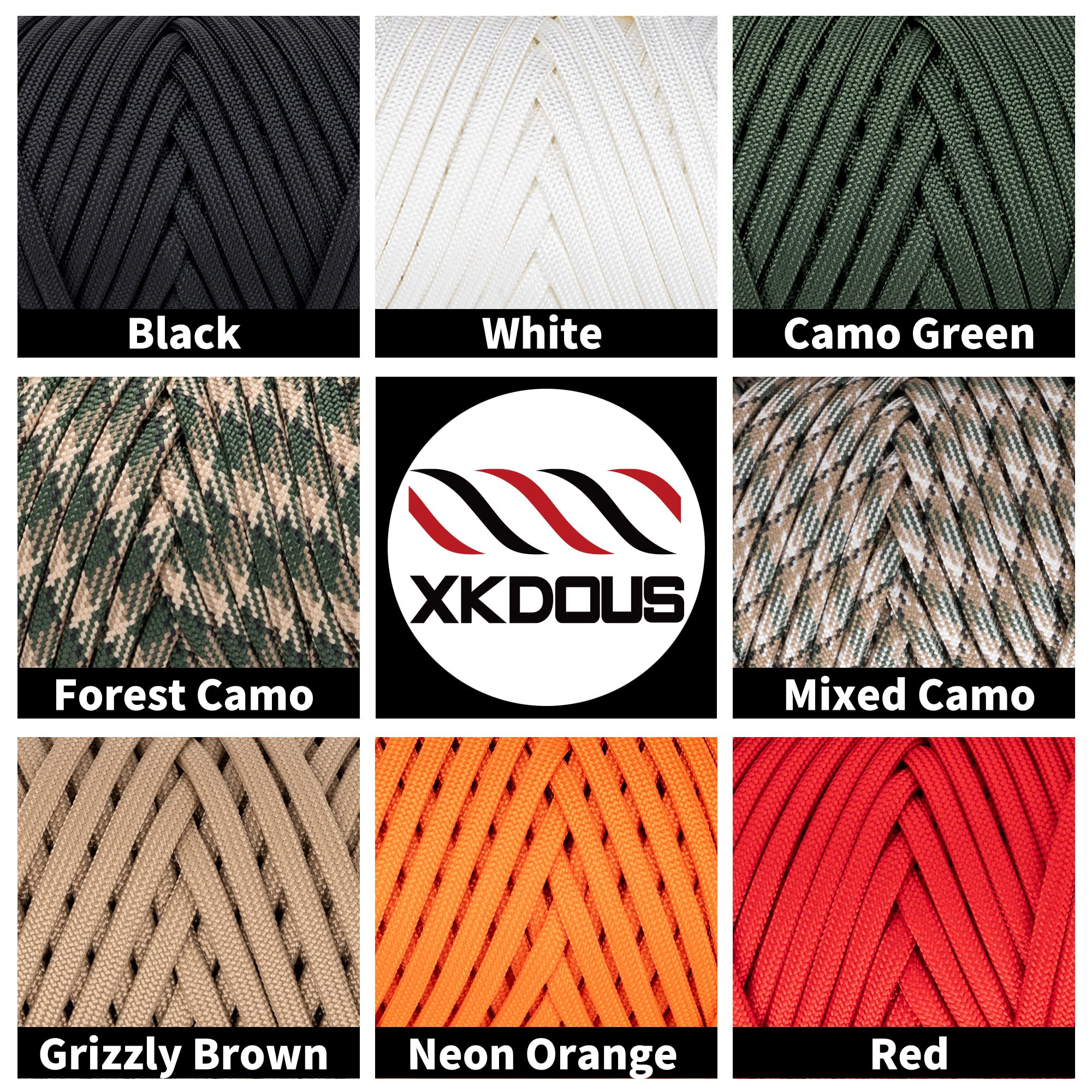 XKDOUS 550 Paracord 120ft - 7-Strand Tactical Rope for Survival, Camping & Hiking Gear