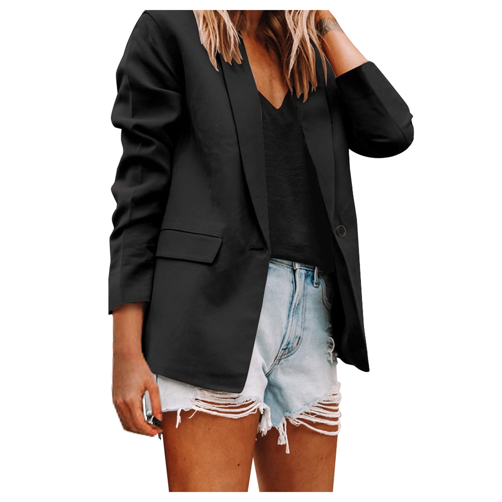 Trendy Women's Wool Plaid Blazer - Lapel Long Sleeve Cardigan Jacket for Plus Size | Office Wear, Business Casual & Fall Fashion Outerwear