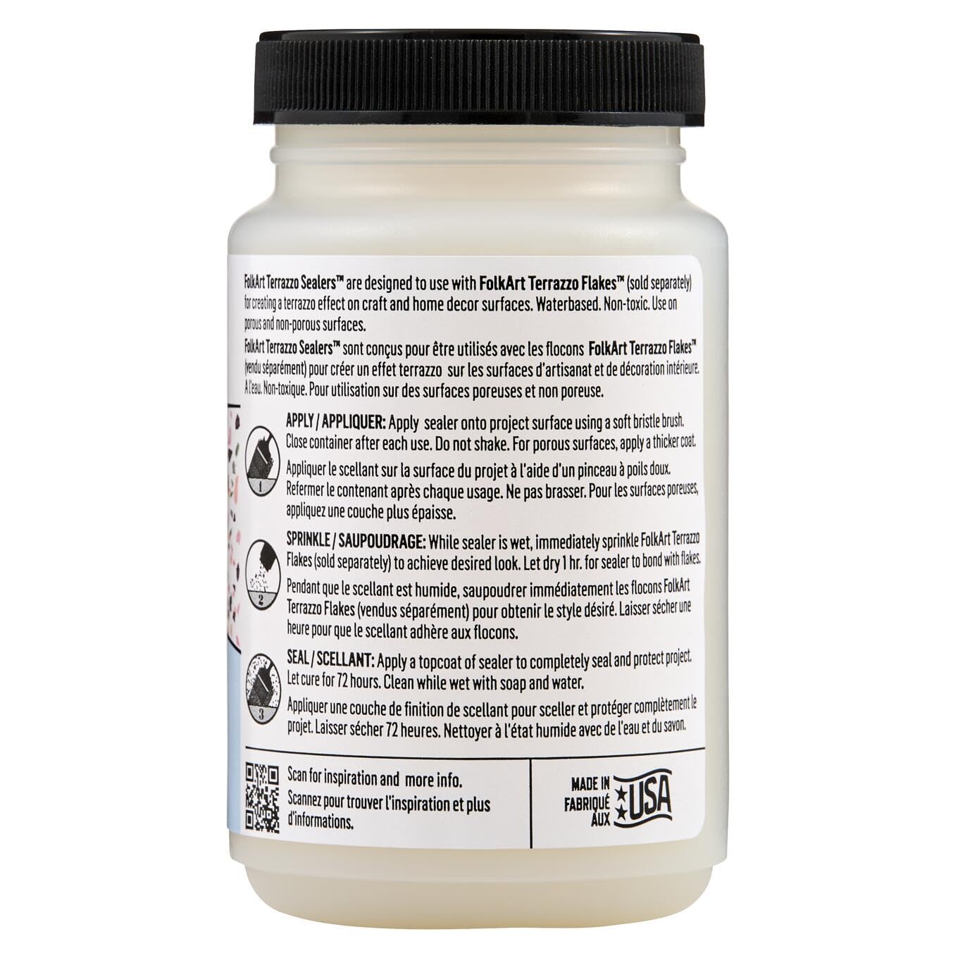 FolkArt 8 oz Terrazzo Flakes 2-in-1 Finish Gloss Sealer for DIY Arts & Crafts - Indoor/Outdoor Use - Perfect for Furniture, Home Decor, and Creative Projects (Model 49953)