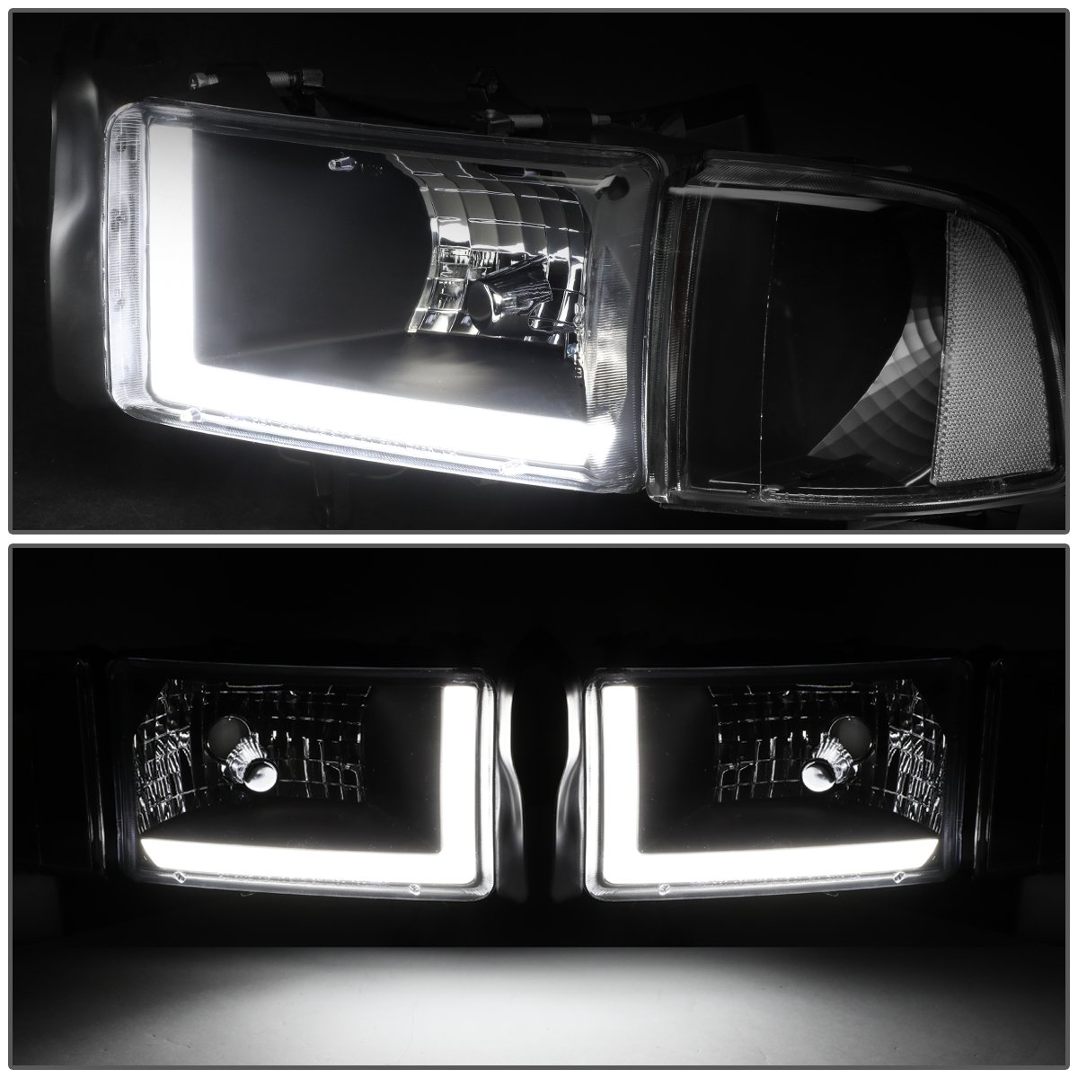 DNA MOTORING HL-LB-DR944-BK-CL1 LED Daytime Running Lights (DRL) - Compatible with 1994-2001 Ram 1500 & 1994-2002 Ram 2500/3500 (Excludes Sport Models) - Front Bumper Headlight Upgrade for Improved Visibility & Style