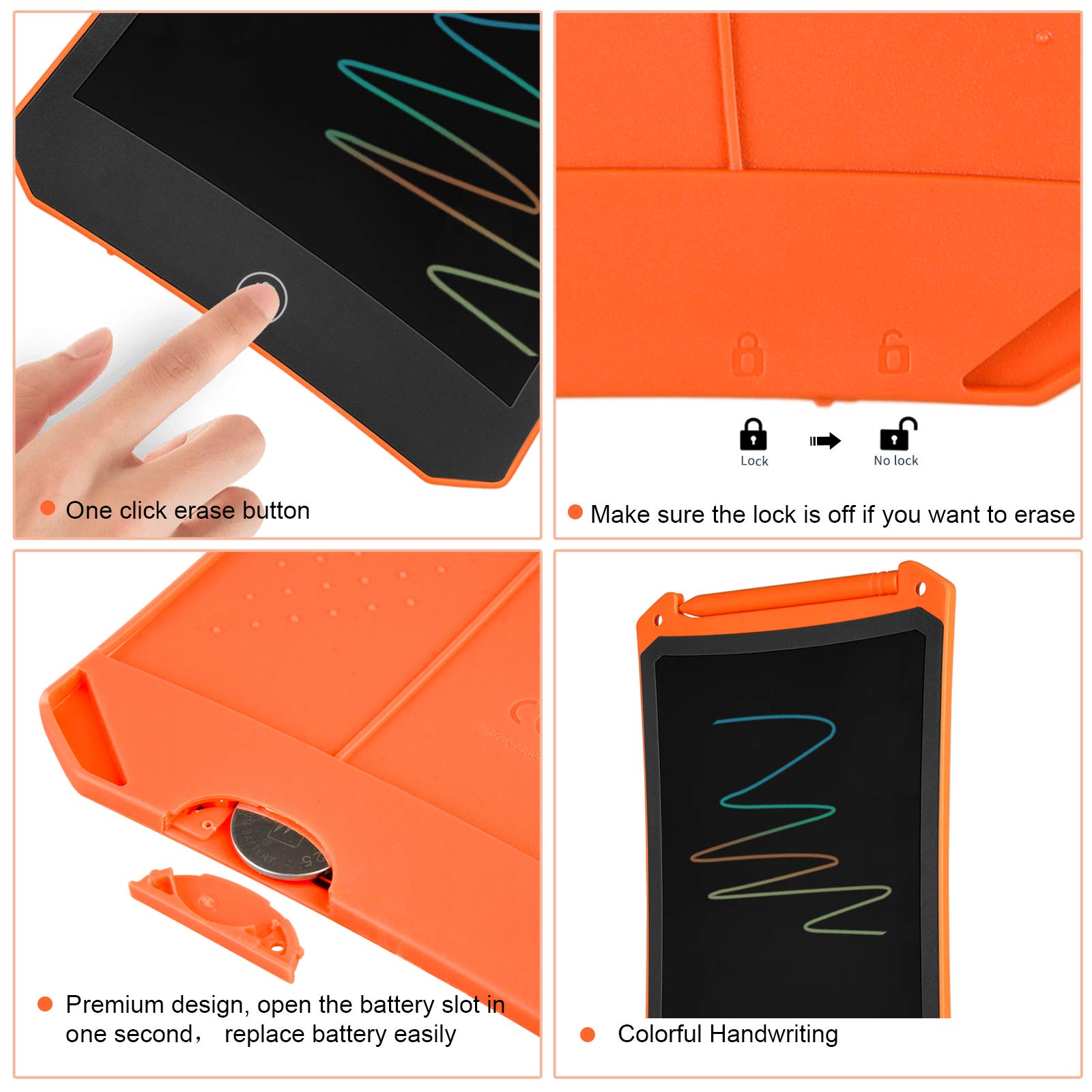 LEYAOYAO 8.5 Inch LCD Writing Tablet - Colorful Drawing Pad with Protective Case, Erasable Doodle Board for Kids Ages 3-6 | Perfect Learning Toy Gift for Toddler Boys & Girls (Orange) - Ideal for Home, School & Travel Use