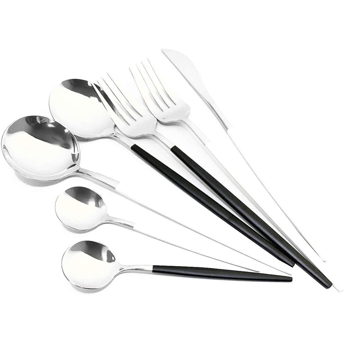 40-Piece 18/10 Stainless Steel Silverware Set - Mirror Polished Cutlery Flatware with White Handles (Forks, Spoons, Knives) - Durable & Reusable for Family Dining, Restaurants, Weddings & Everyday Use (Service for 10)