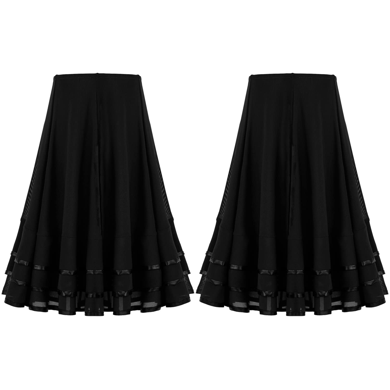 JEATHA Girls Chiffon Tiered Ruffle Maxi Skirt - A-Line Swing Skorts for Summer, Casual Wear & Latin Dance - Perfect for Tango, Ballet, and Playtime Outfits