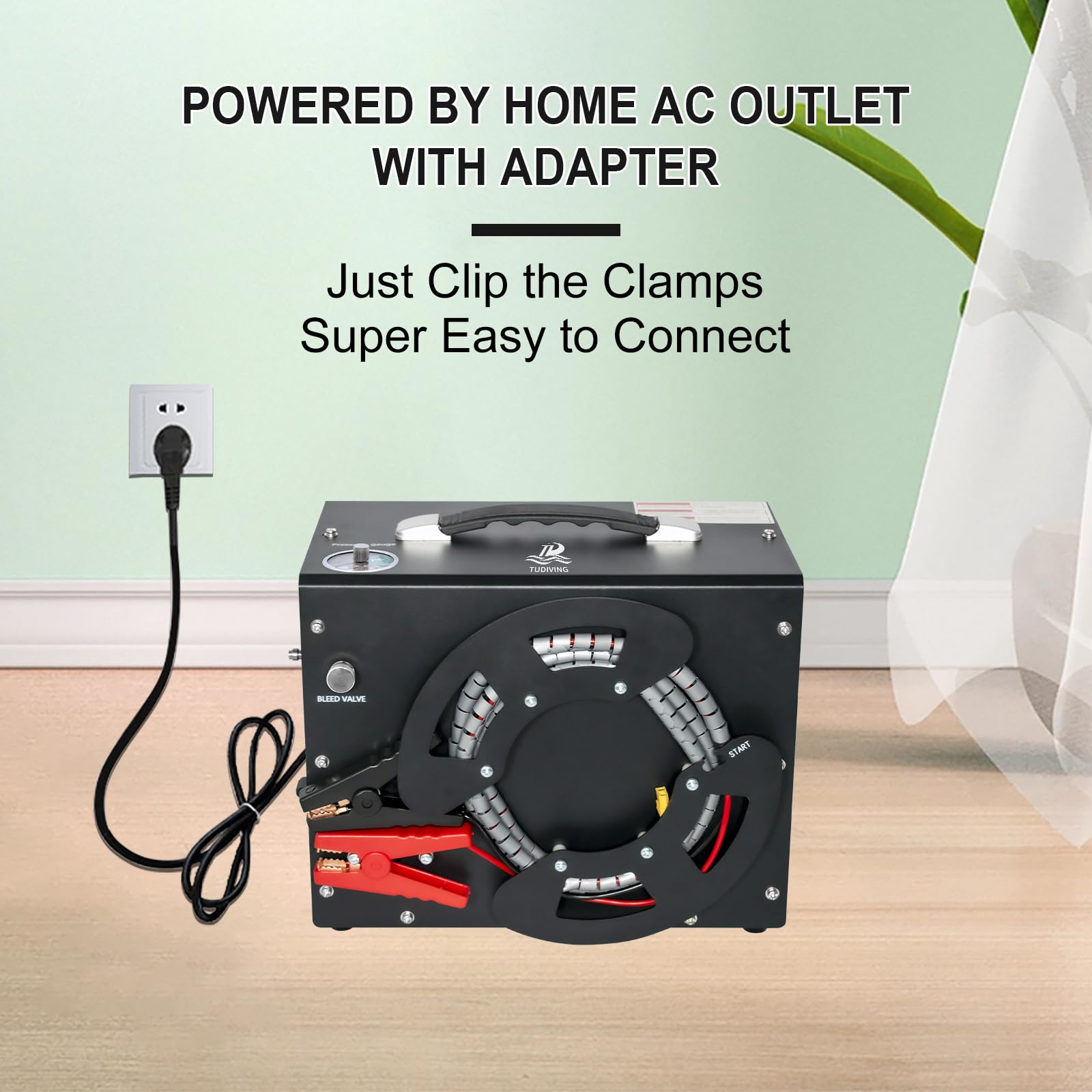 Portable PCP Air Compressor 4500PSI/30MPA - High Pressure Paintball & Scuba Tank Compressor with Auto-Stop, Vertical Design & Wire Spool - 110V (TXES062) - Perfect for Paintball, Scuba Diving & HPA Pump Filling Stations